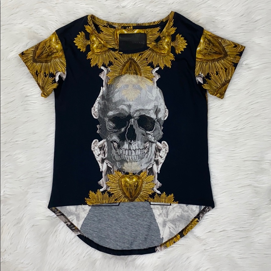 Philipp Plein Scull Patch Logo Tee Shirt Xs